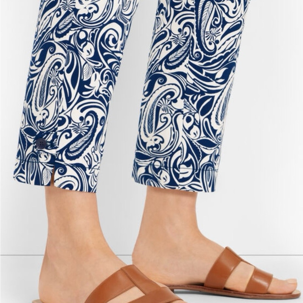 Talbots Perfect Crop Navy & White Paisley Print Stretch Pants Women’s 14 Petite - Picture 7 of 11